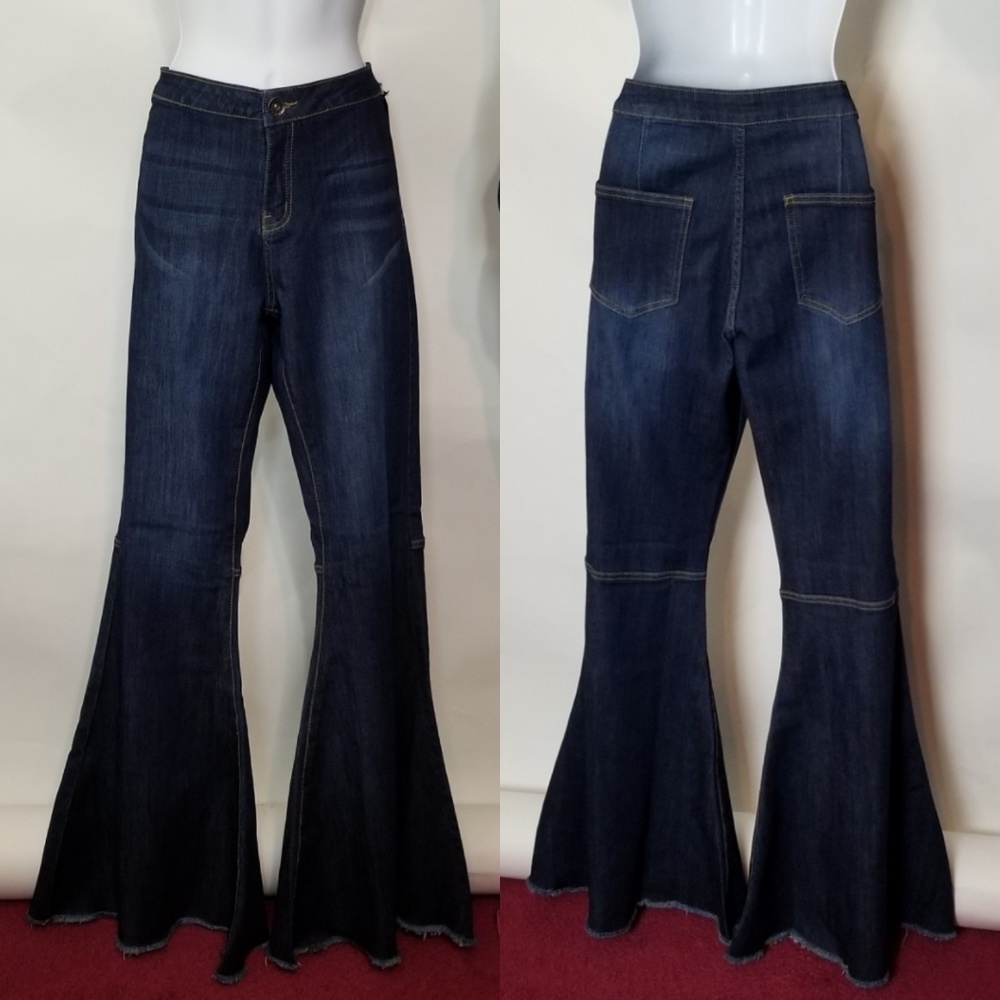 Bell Bottom  Wide Leg Dark Wash Jeans
